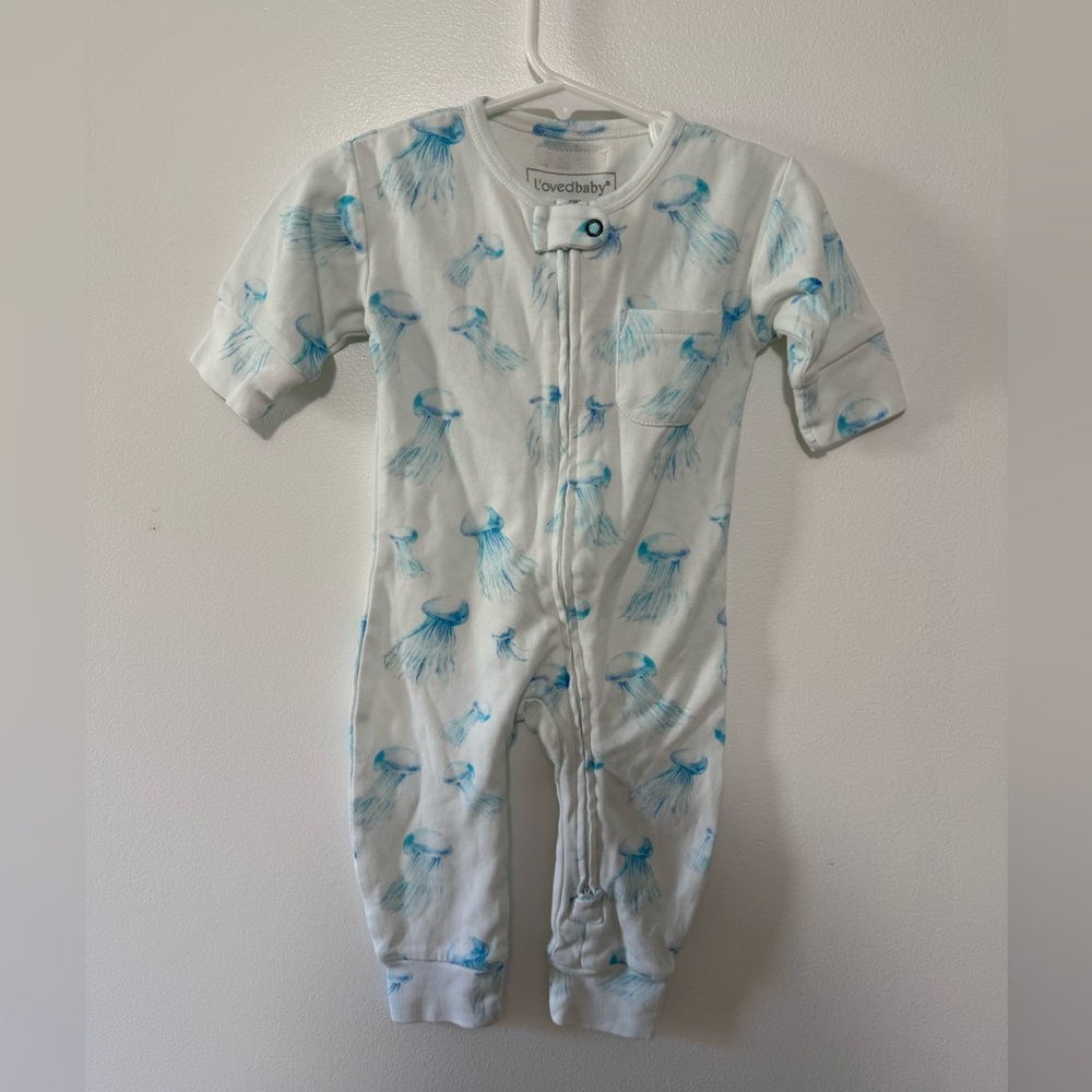 L'ovedbaby White One-Piece with Blue Jellyfish Print